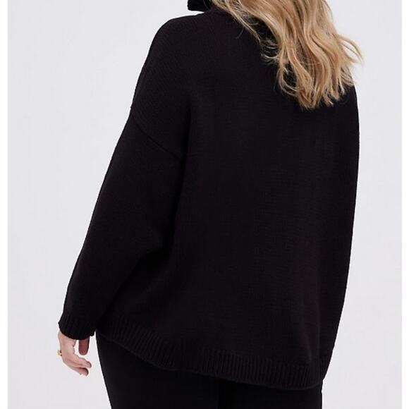 Torrid black leopard print pullover mock drop shoulder sweater - Picture 3 of 10